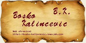 Boško Kalinčević vizit kartica